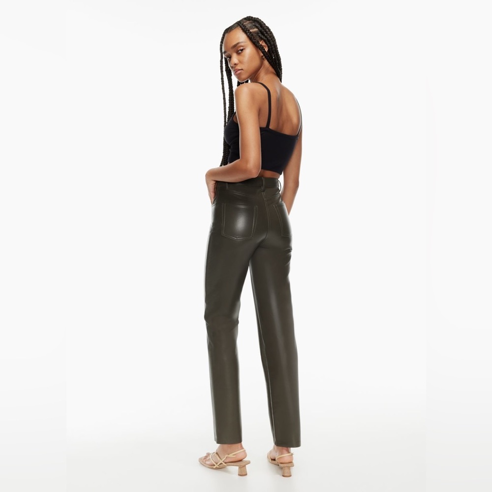 The Melina Vegan Leather Pants Size 4 Dark Olive